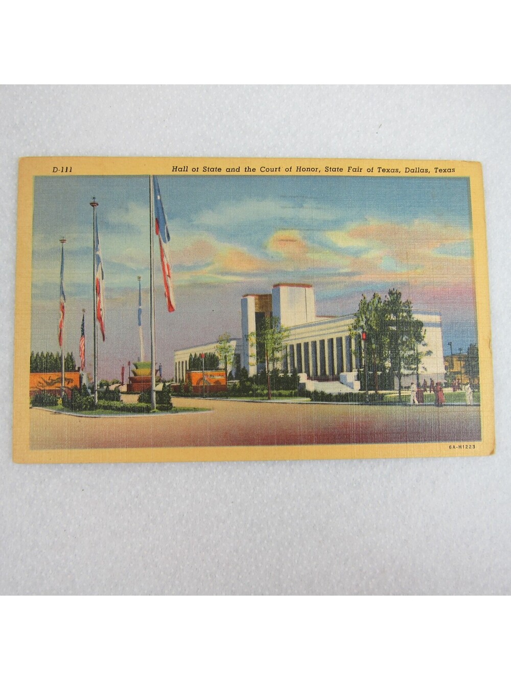 Linen Postcard Dallas Texas State Fair Hall of State Court of Honor Vintage 1954